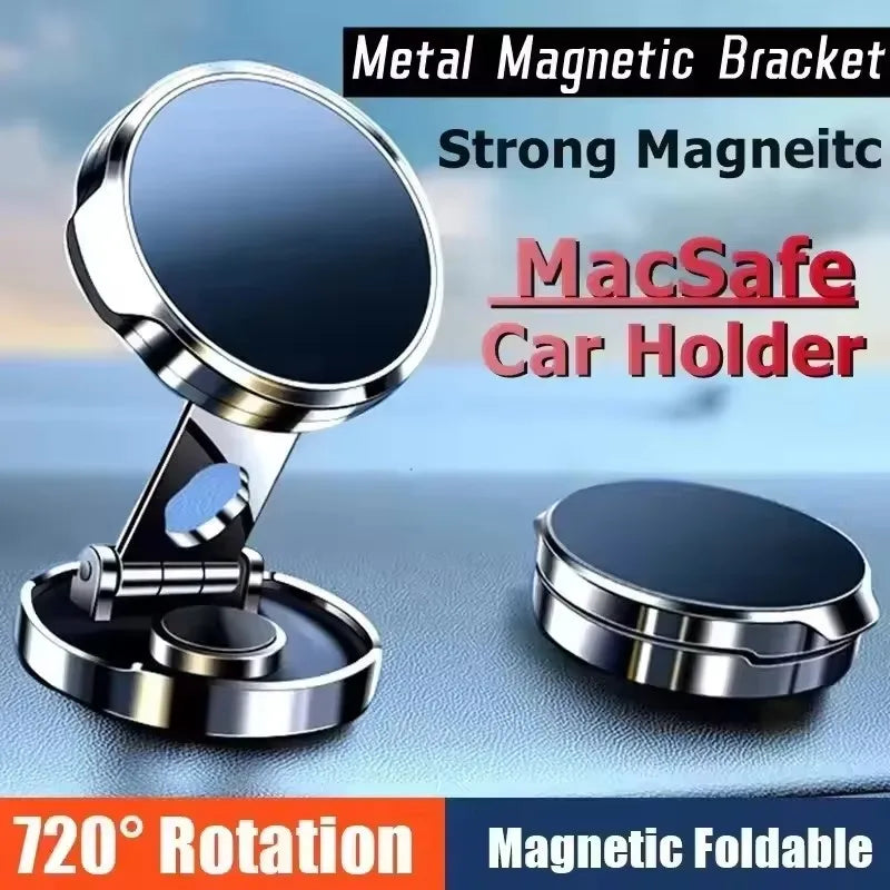 Round Folding Magnetic Car Holder 360 Degree Rotatable Mobile Phone Bracket Mount Strong Magnet Support For iPhone Samsung Stand