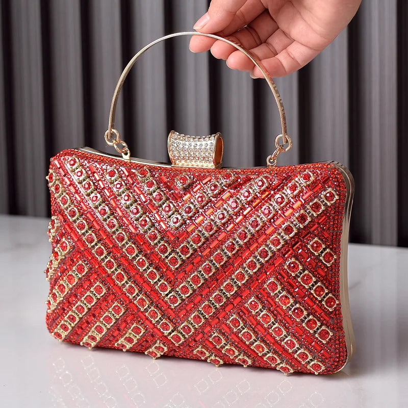 2025 new diamond-encrusted dinner bag colorful high-end banquet bag fashionable rhinestone bag