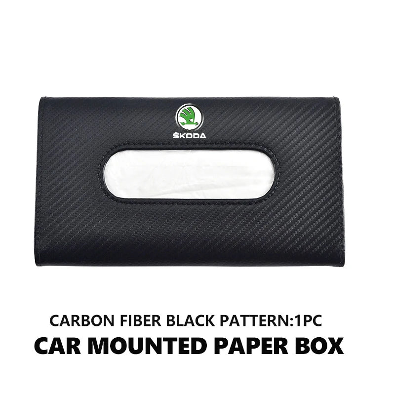 For Skoda Car Sun Visor Tissue Box Hanging Napkin Storage Bag Fabia Kamiq Superb Scala Enyaq-iV MK3 VisionS Yeti