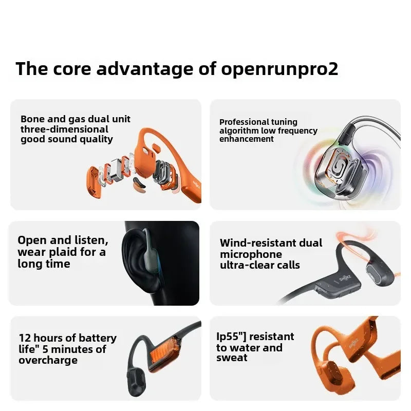 Original SHOKZ OpenRun Pro 2 S820 S821mini Bluetooth Earphones IP55 Waterproof Bone Conduction Headphones Music Sports Earbuds