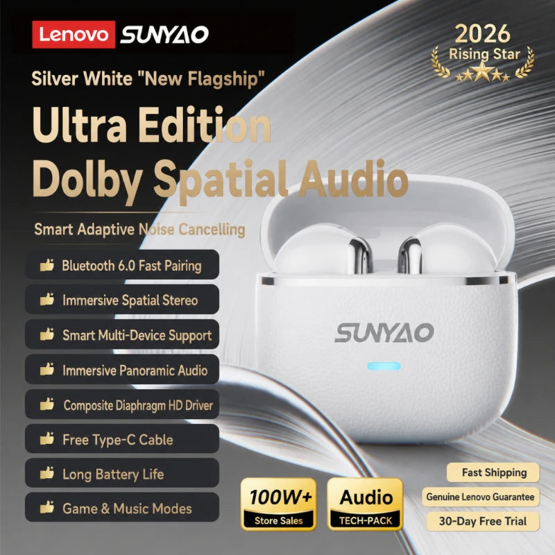 Lenovo LE-230 TWS Bluetooth 6.0 Earphones ENC Call Noise Reduction Wireless Earbuds HiFi Sound Low Latency Semi-In-Ear Headphone
