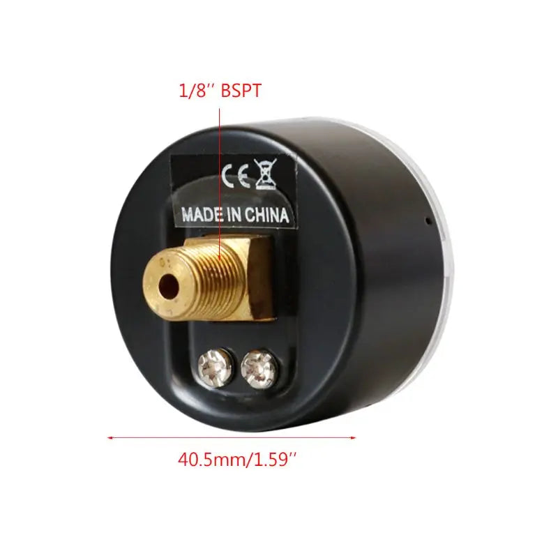 Pressure Gauge 40mm 1/8 BSPT Rear Back 15,30,60.100,160,300 PSI & Bar For Air, Gas, Water, Fuel