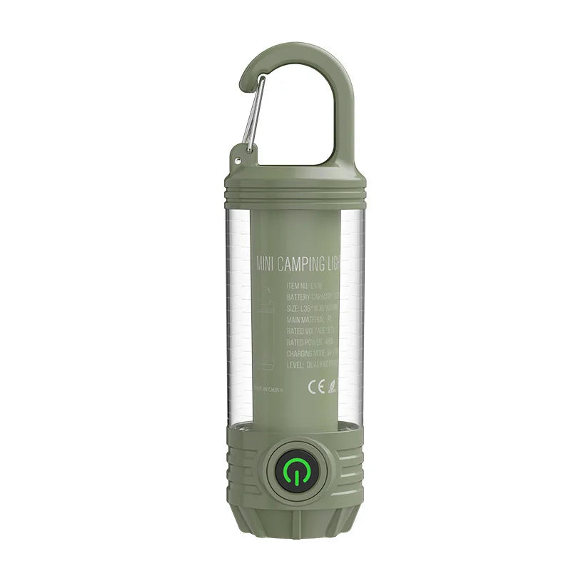 Multicolor Mini Tent Lantern 2in1 LED Flashlight Torch Daily Waterproof Type-C Fast Charge Outdoor Hiking Fishing Survival Lamp