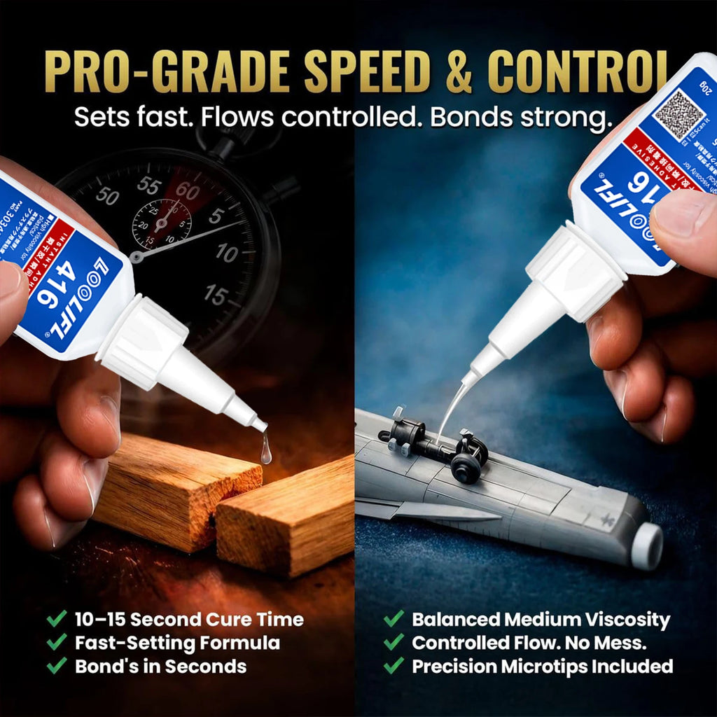 LOOLIFL 20ml 416 Instant Strong Super Glue Universal Mighty for Resin Ceramic Metal Wood Glass Fast Dry Bond Liquid Glue Tool