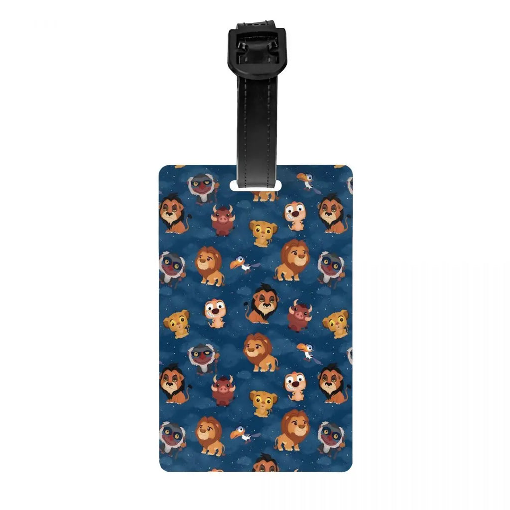 Custom Rafiki Luggage Tag With Name Card The Lion Cartoon K-Kings Privacy Cover ID Label for Travel Bag Suitcase