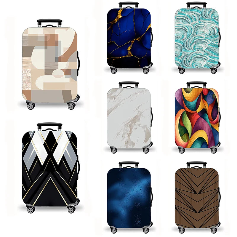 Luggage Cover,Abstract Geometric Marble Colorful Art Print Stretch Suitcase Protector,Washable Anti-Scratch Travel Baggage Cover
