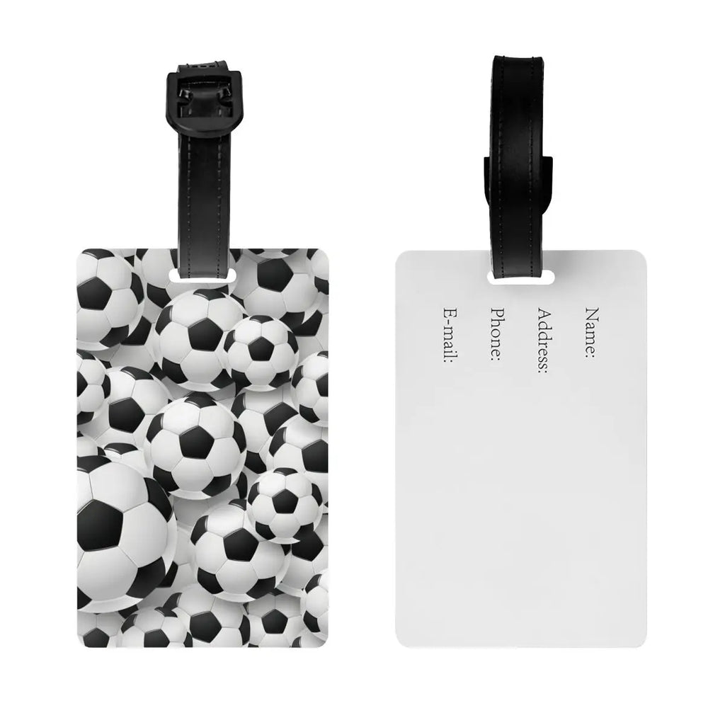 Custom Cool Soccerly Footbally Print Luggage Tag With Name Card Privacy Cover ID Label for Travel Bag Suitcase