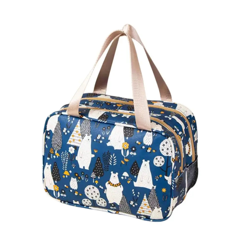 Mutlicolor Cosmetic Bag Multi-purpose PU+Mesh Cloth Storage Bag Dry Wet Separation Waterproof Toiletries Bag Travel Supplies