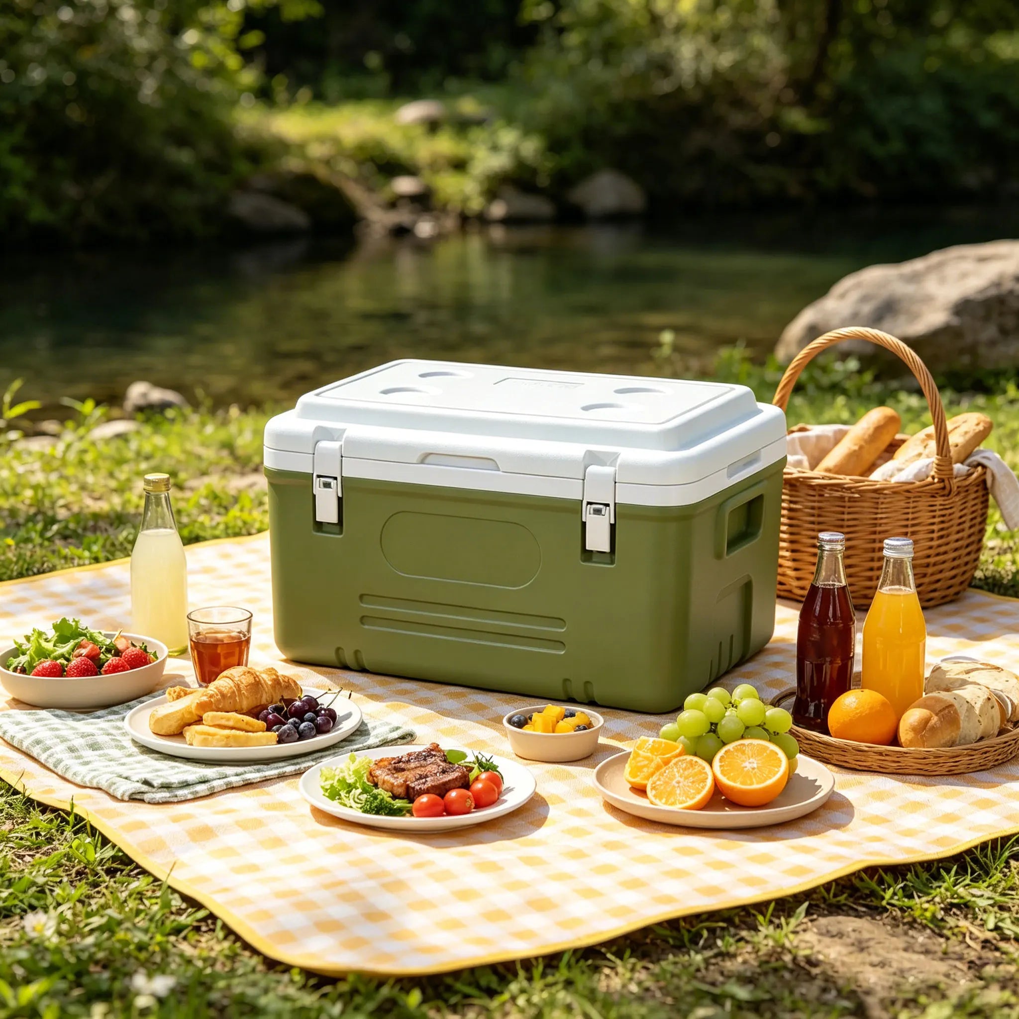 6/9/15/24/30L Green Large Capacity Camping Refrigerator Portable Fishing Car Outdoor Beach Picnic Barbecue Ice Bucket for Home U