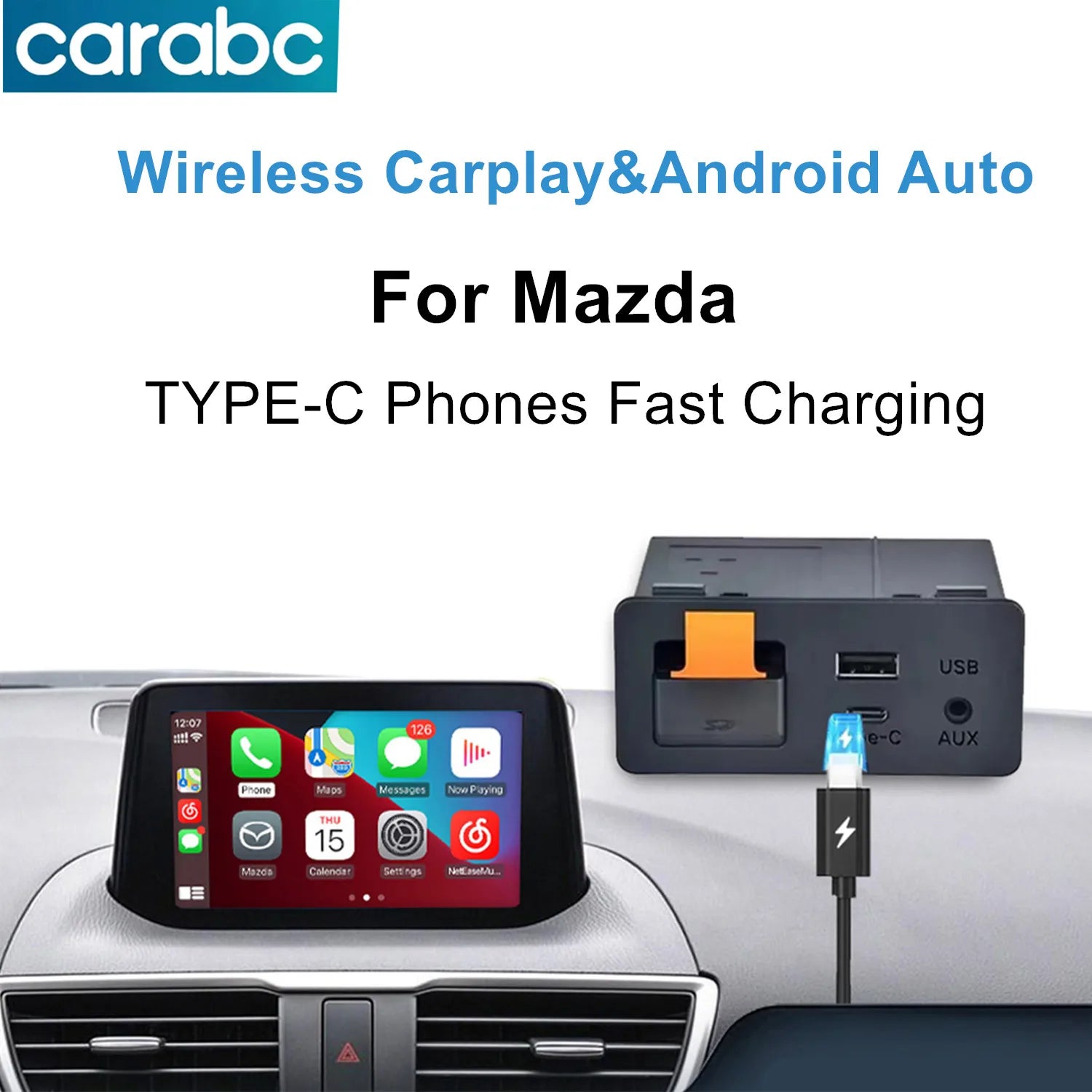 CARABC For Retrofit Mazda 2 3 6 CX3 CX5 CX8 CX9 MX5 Demio Miata TK78669U0C Kit Carplay Android Auto Adapter UBS Hub OEM