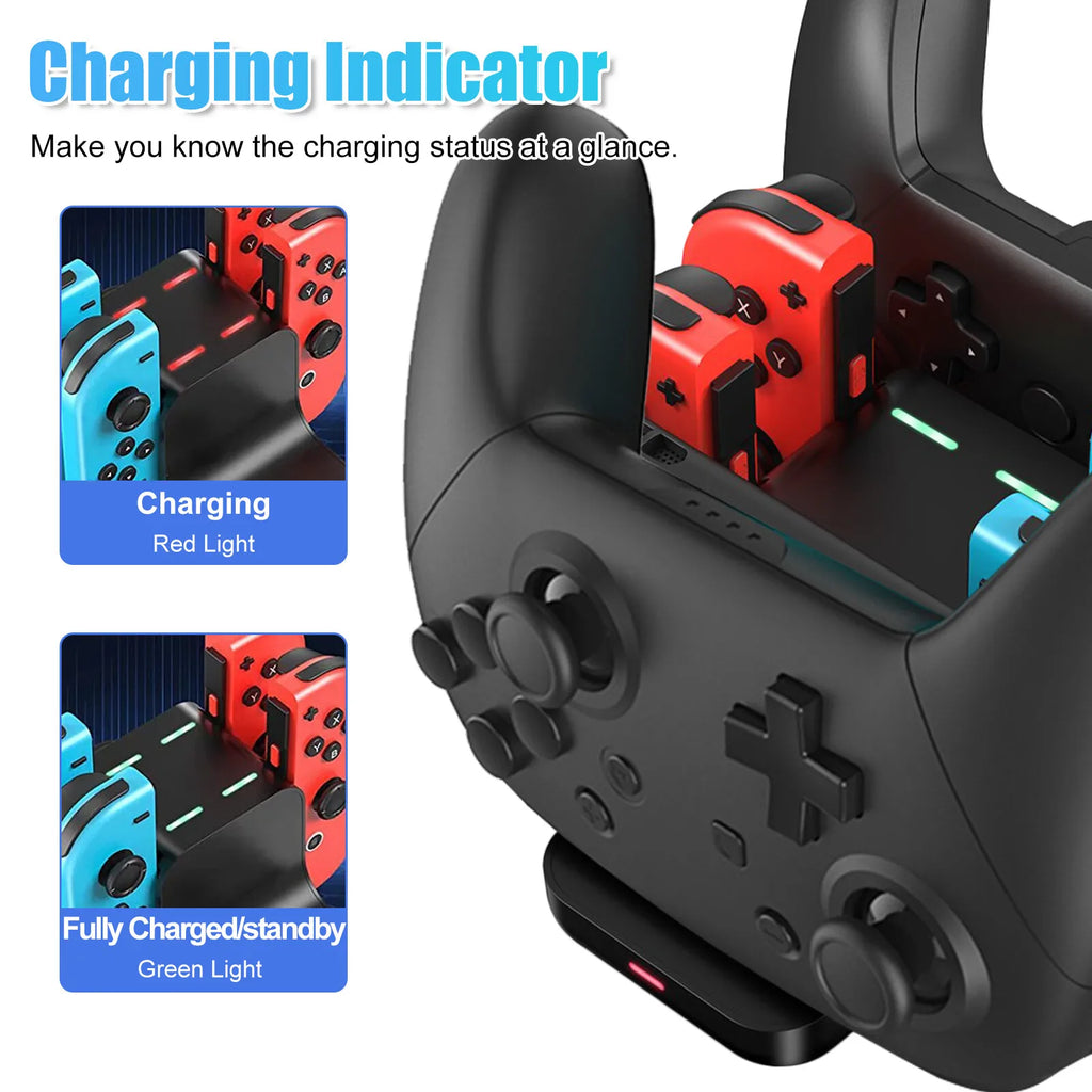 6-in-1 Charging Dock Charge Stand Station for Nintendo Switch Joy-Con Controller