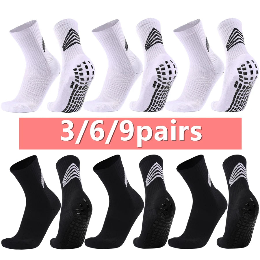 3/6/9 Pairs Mens Womens Anti Slip Grip Running Hiking Non Slip Grip Socks Towel Bottom Breathable Shockproof Sports