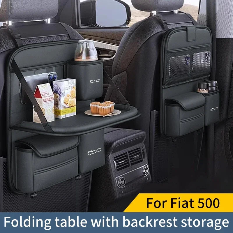 For Fiat 500 500C 500X Car Seat Back Storage Small Table Board Car Storage Bag Multifunctional Storage Bag Tissue Box