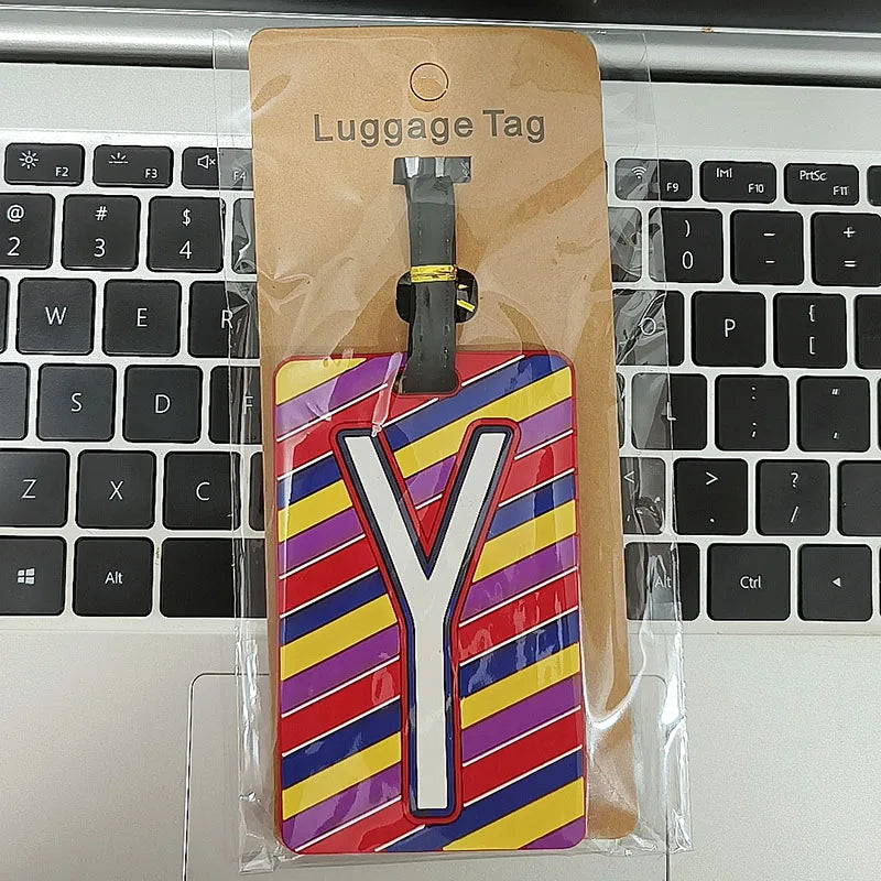 Newest Cute 26 Letters Luggage Travel Accessories Tag Silica Gel Suitcase ID Addres Holder Baggage Boarding Tag Portable Label
