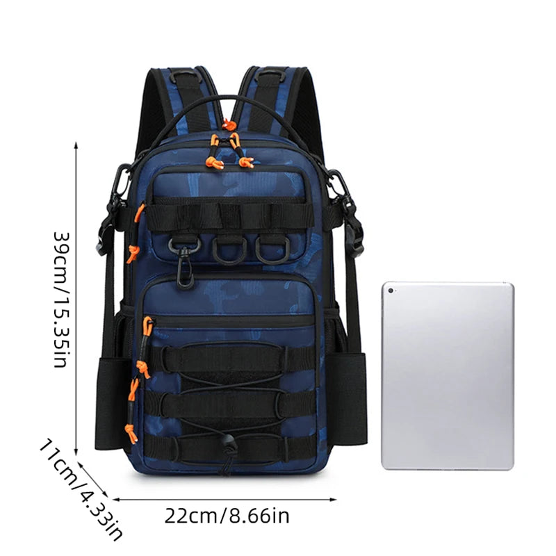Fishing Lure Tactical Camping Backpack Outdoor Sports Bag Hiking Molle Tackle Bag with Rod Holder for Men Climbing Travel Bag