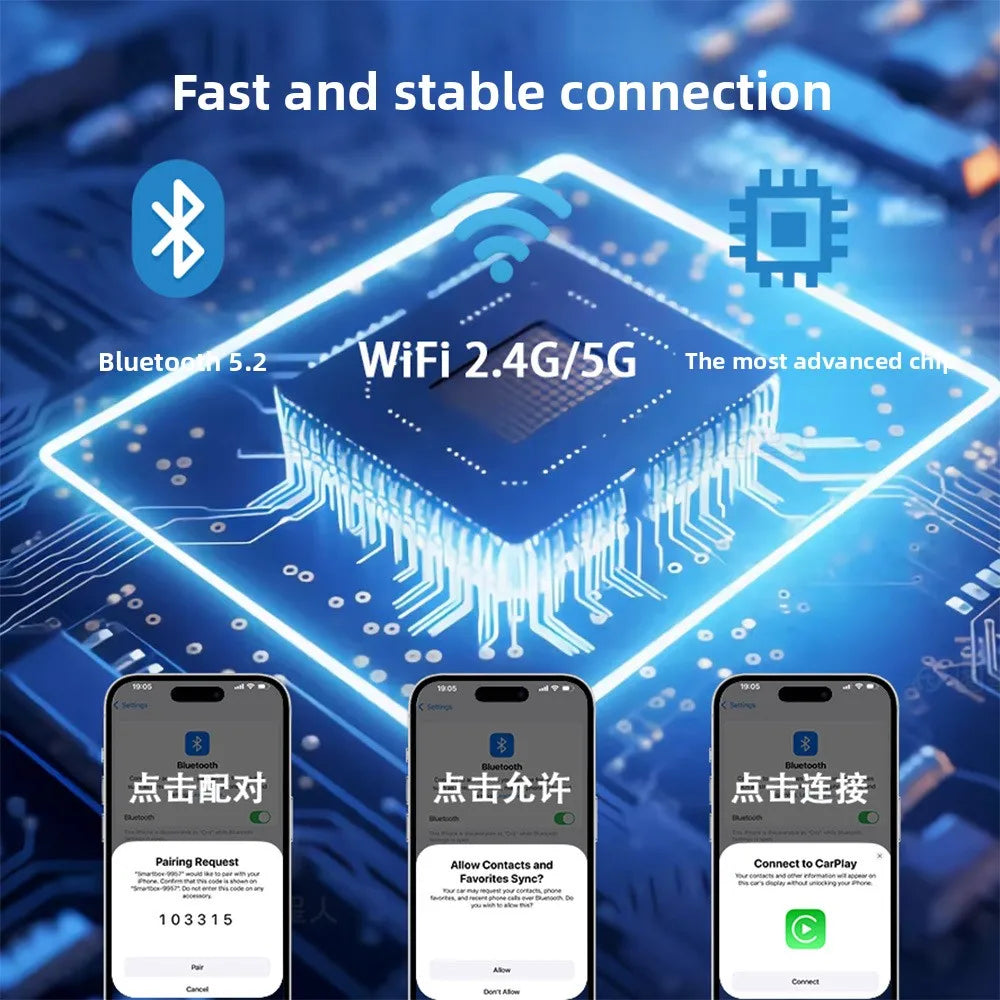 Wireless CarPlay Adapter 2026 Upgraded 2-in-1 Android Auto Wired to Wireless Plug and Play Fast Stable Dongle for iPhone Android
