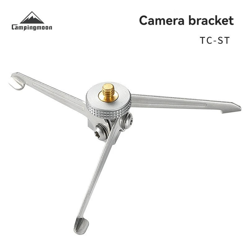 CAMPINGMOON TC-ST Stainless Steel 1/4 Camera Stand Foldable Aluminum Gas Tank Camping Atmosphere Light Stand Tripod