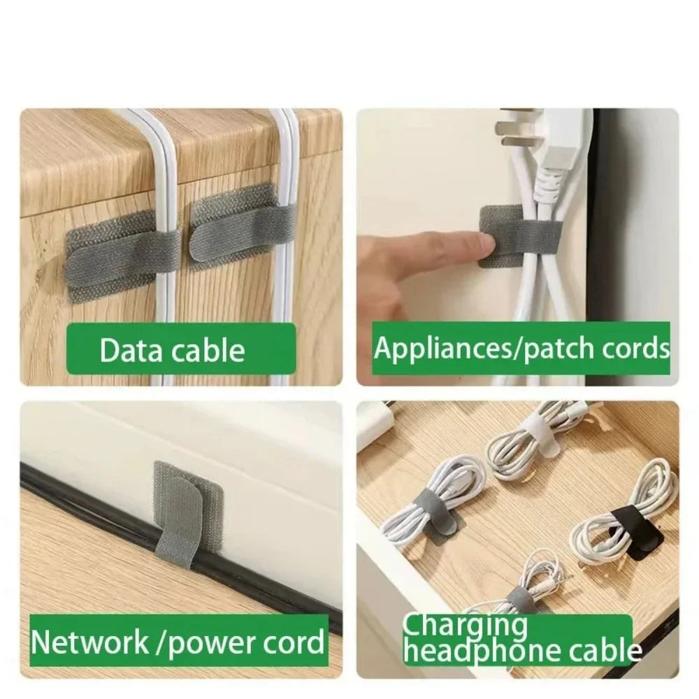 10/20Pcs Self Adhesive Reusable Cable Ties Wire Organizer Storage Stand Mouse Earphone Data Cord  Desktop Tidy Management Winder