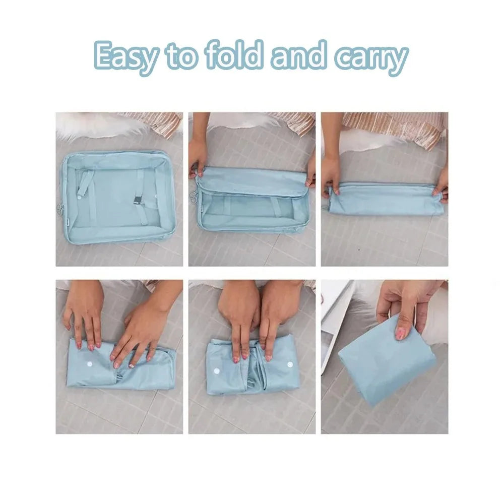 6pcs Travel Bag Organizer Clothes Luggage Travel Organizer Blanket Shoes Organizers Bag Suitcase Traveling Pouch Packing Cubes