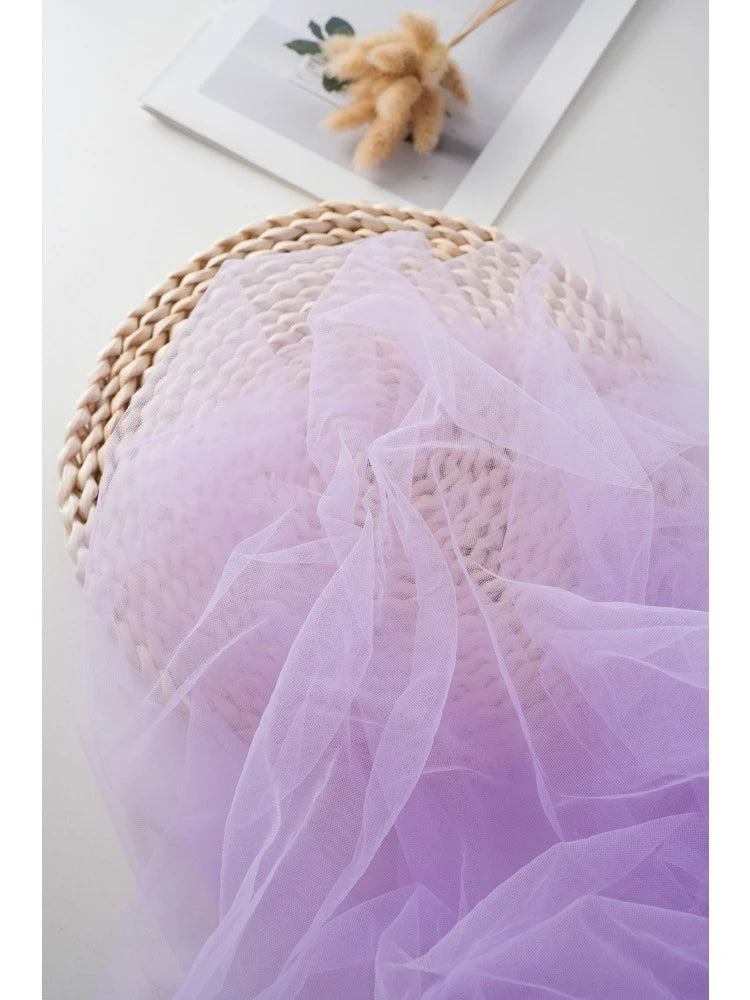 Green Transparent Tulle Fabric By The Meter for Clothing Hanfu Veil Wedding Background Diy Sewing Gauze Cloth Soft Light White