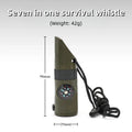 1Pcs 7 in 1 Multifunction Survival Whistle Compass Thermometer LED Light Outdoor Emergency Rescue Camping Hiking Safety Tool EDC
