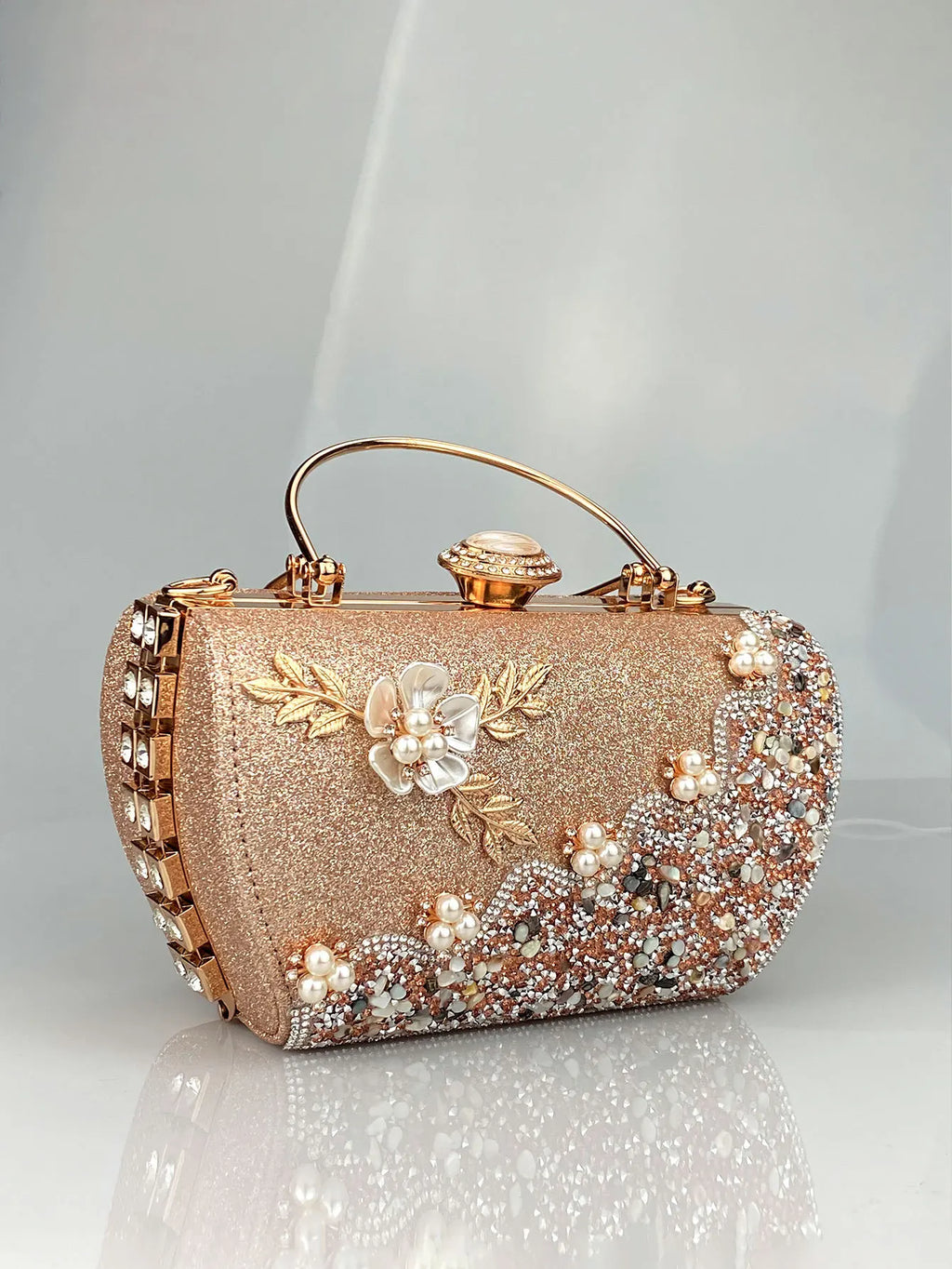 princess bag with metal rhinestone embellishments, evening party dress handbag, elegant women's handbag