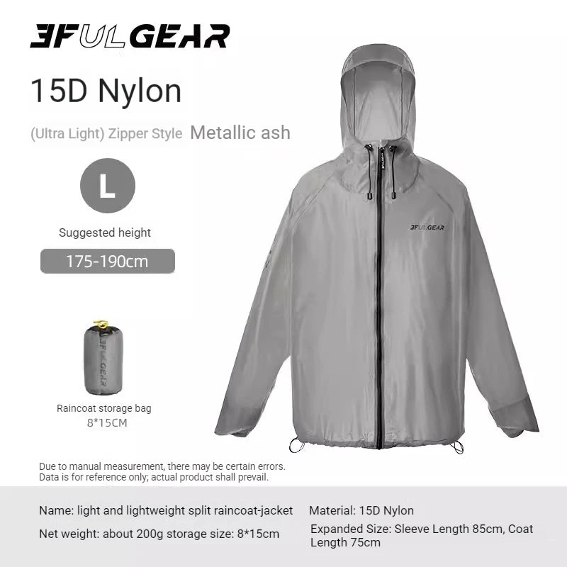 3F UL GEAR M/L Outdoor Rain Gear Split-type Raincoat And Rain Pants Nylon For Hiking Cycling Off-road Mountaineering Rainproof