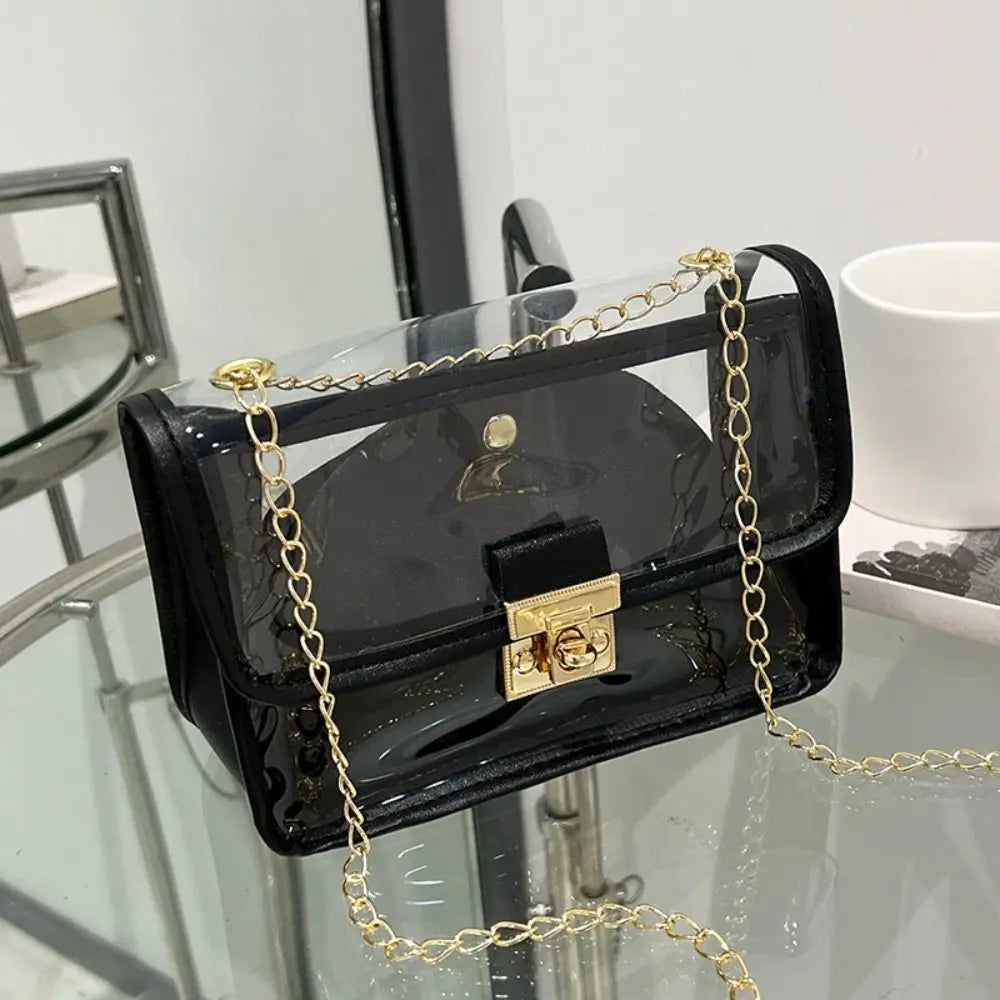 PVC Transparent Jelly Bag Small Square Bag Transparent Crossbody Bag for Women Candy Color Letter Fashion Shoulder Bag