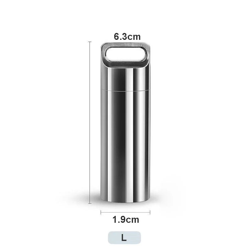 Portable Waterproof Emergency Capsule Seal Bottle Stainless Steel Outdoor Camping EDC Survival Mini Sealed Capsule Pill Tank