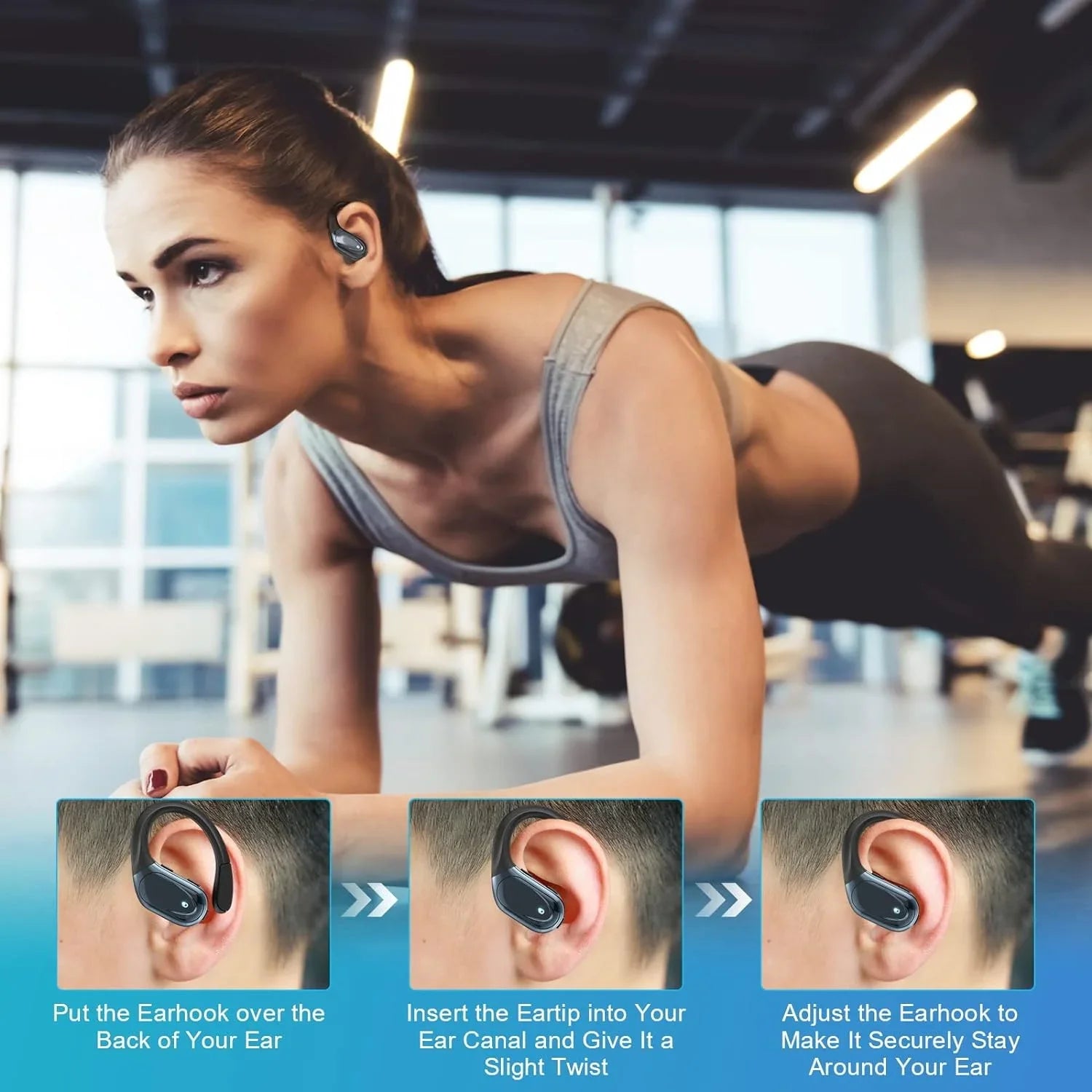 2026 New Sports Wireless Earphones with ENC Mics,Button Control,LED Power Display,Hifi Stereo Sound Bluetooth 5.4 TWS Headphones