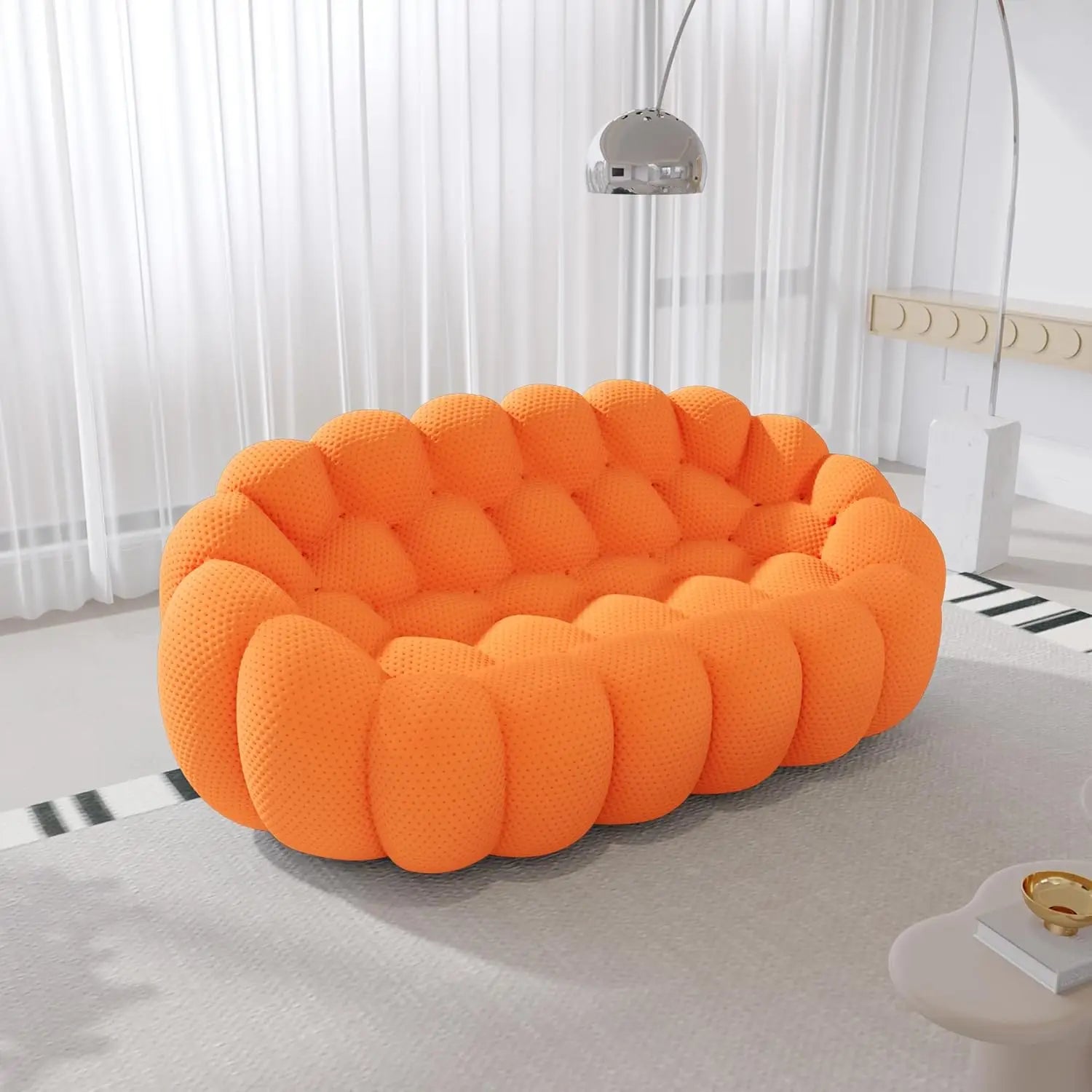 Bubble Couch, 78.74'' Curved Loveseat Couch, Memory Foam Bubble Sofa Round Lazy Floor Sofa, 3D Honeycomb Shape Curved, Custom