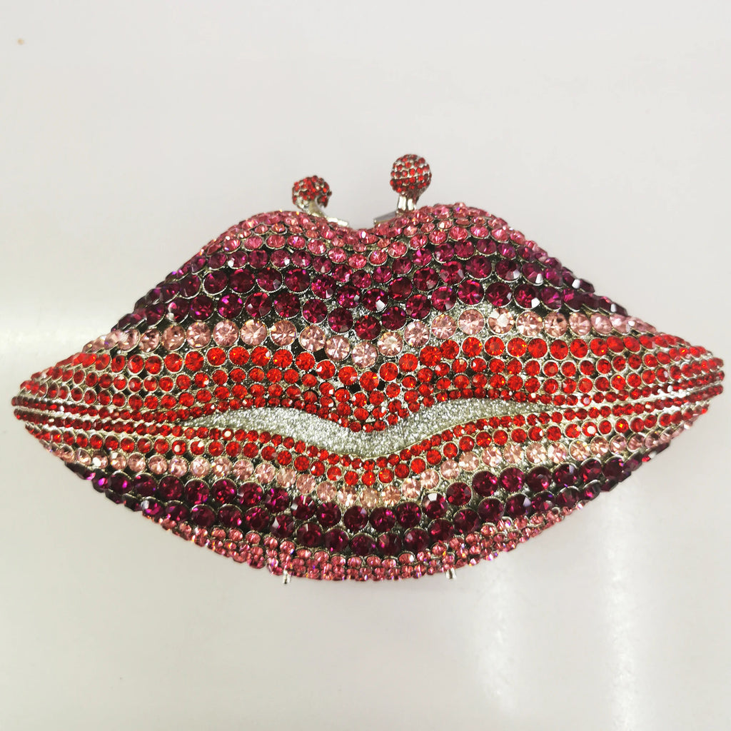 New Arrival Mouth Crystal Evening Bag Yellow/AB Diamond Wedding Bridal Clutches Purses Women’s Rhinestone Mini Minaudier Handbag