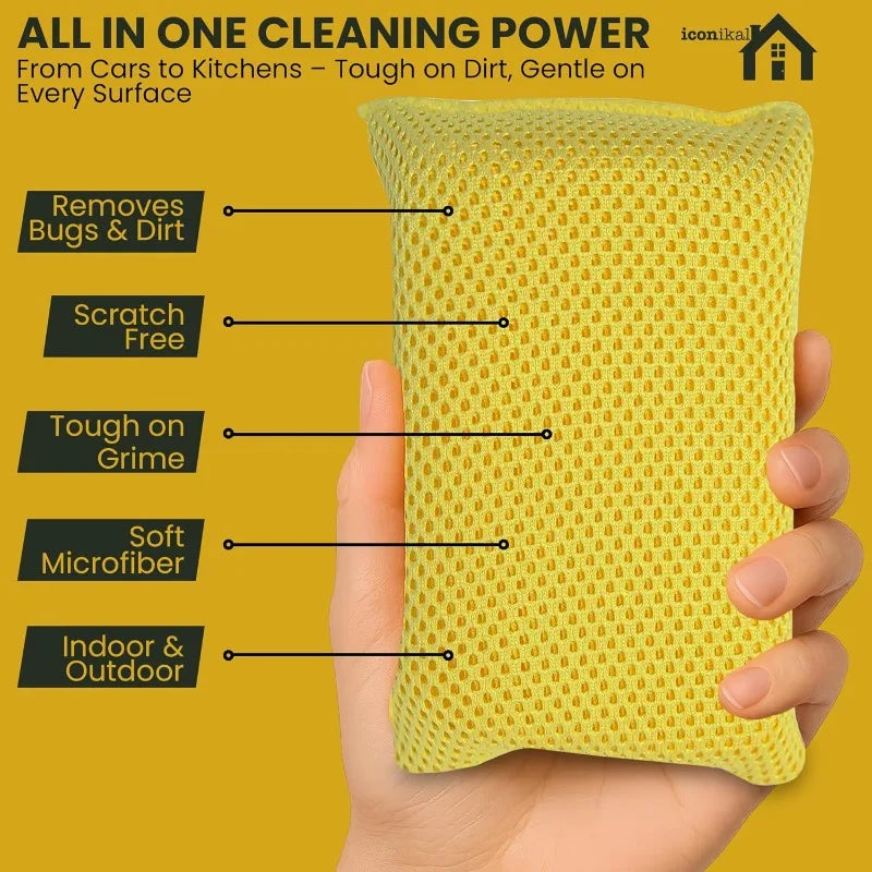 6 PCS Car Wash Sponge, for Microfiber Bug Scrubber Sponge Pad, Car Cleaning Sponge Block Sponge Cloth Sponge Block