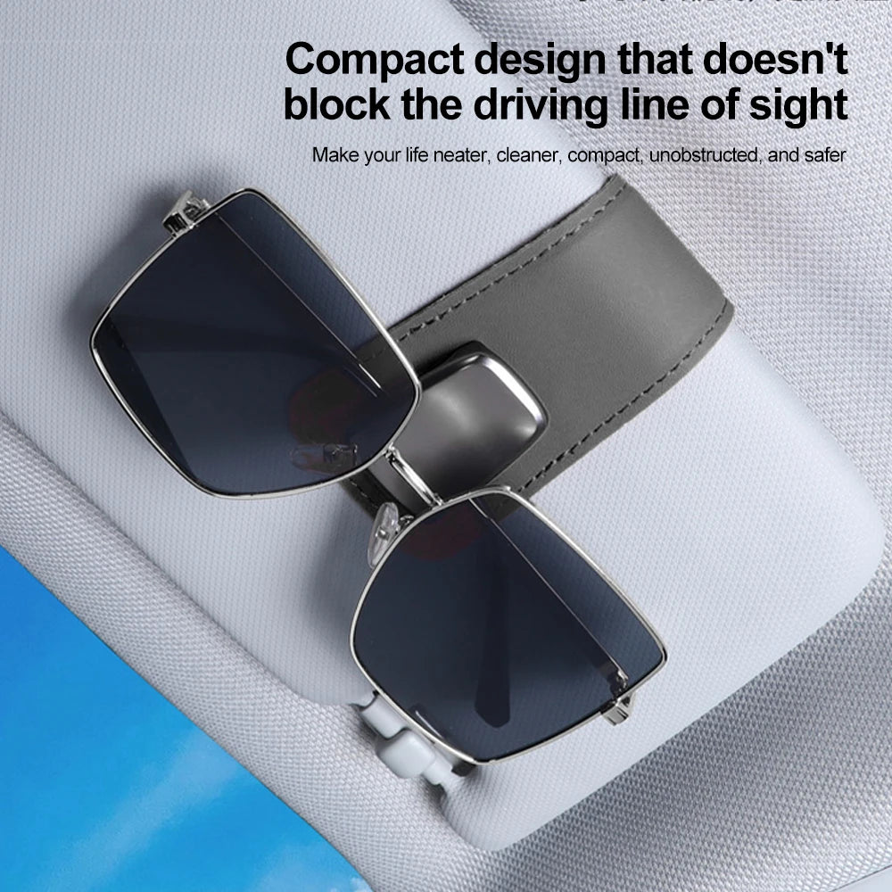 Multifunction Car Sun Visor Glasses Clip Leather Eyeglasses Clip Automobile Sunglasses Holder Card Case Auto Interior Accessorie