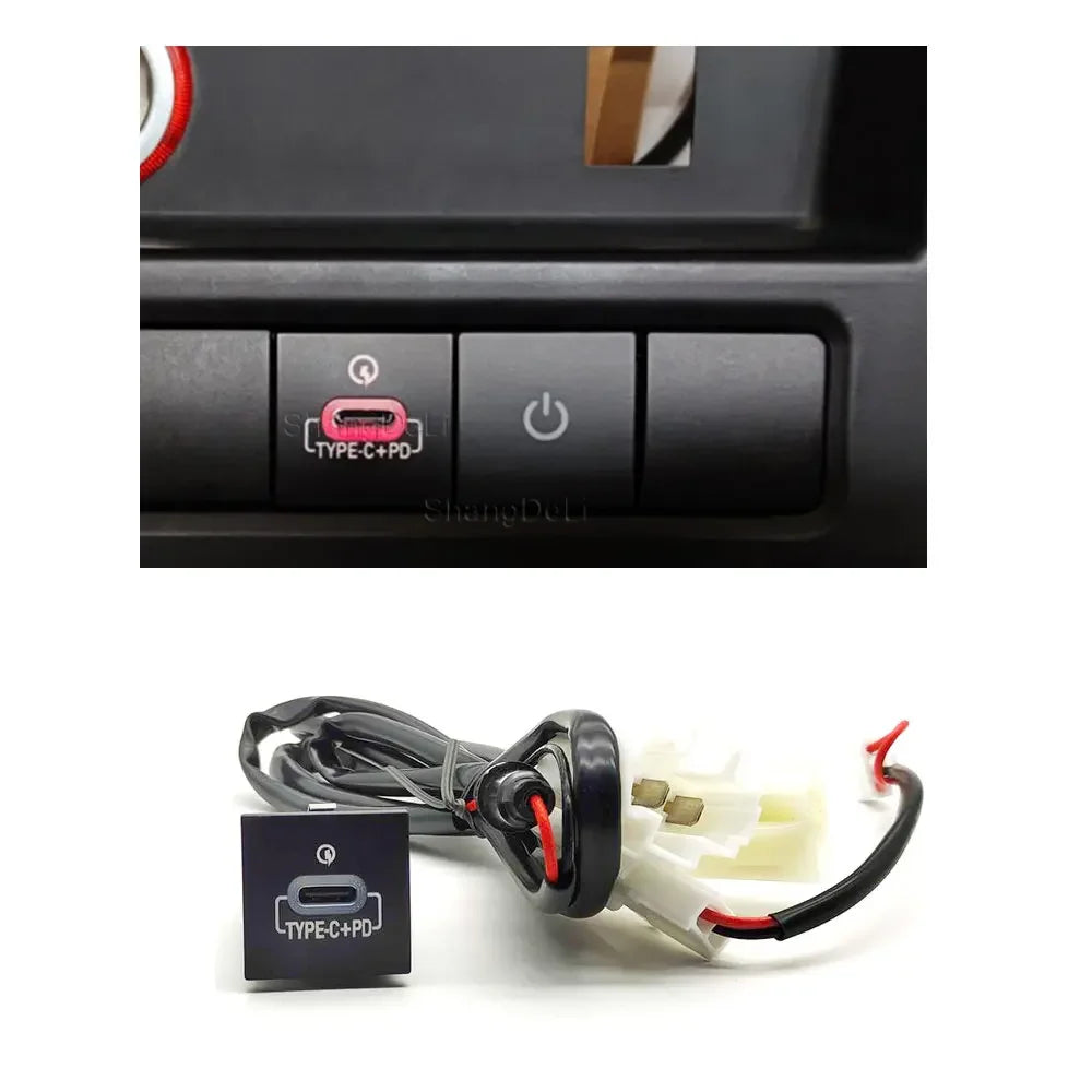 Car Charger PD Type C Quick Charge Phone Charging Adapter Button For VW Golf 6 Mk6 Jetta 5 MK5 EOS Scirocco 2006 - 2012