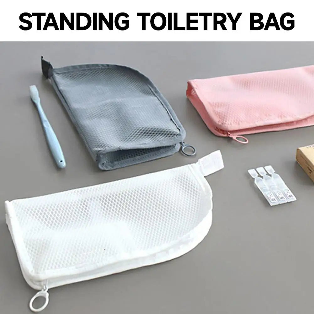 Portable Standing Toiletry Bag Large Capacity Waterproof EVA Makeup Brush Storage Box Stand Up Cosmetic Organizer For Travel
