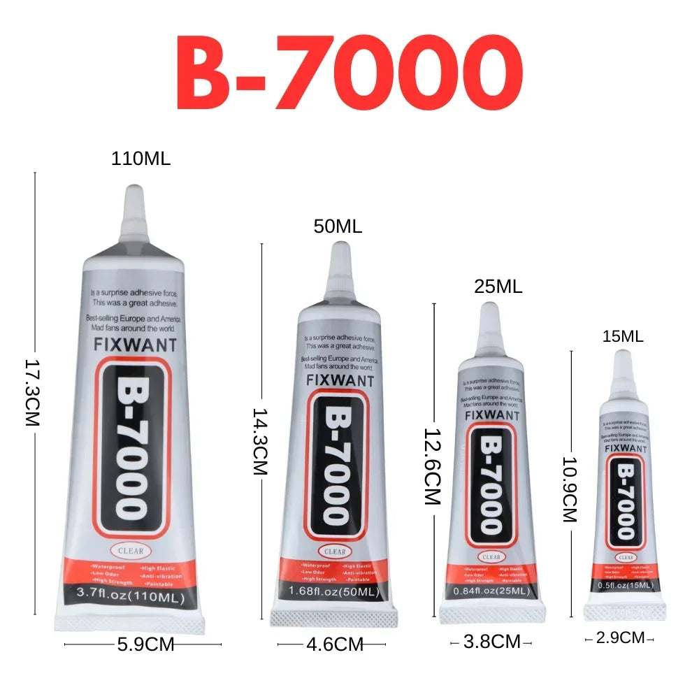 B-7000 Universal Glass Plastic DIY Adhesive With Precision Applicator B7000 PLUS Upgraded Transparent Phone Screen Repair Glue