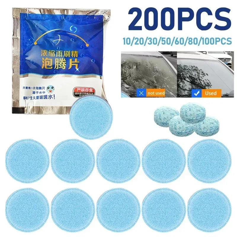 2/100Pcs Car Windshield Cleaner Car Effervescent Tablet Glass Water Solid Cleaner Windshield Spray Cleaner Car Wash Accessories