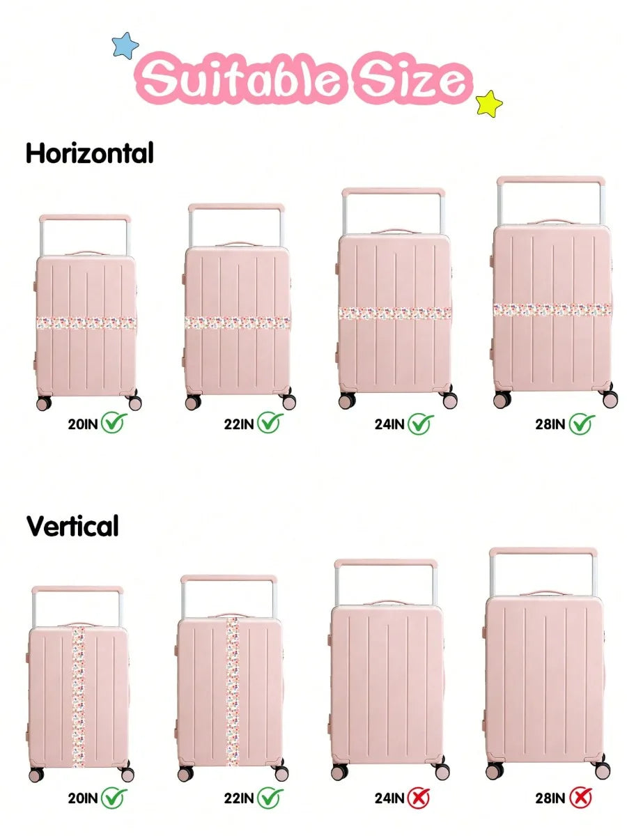 Small Fresh Print  Adjustable Luggage Strap for Suitcase, Soft Fabric Travel Belt with Buckle, Lightweight Bag Strap for Women