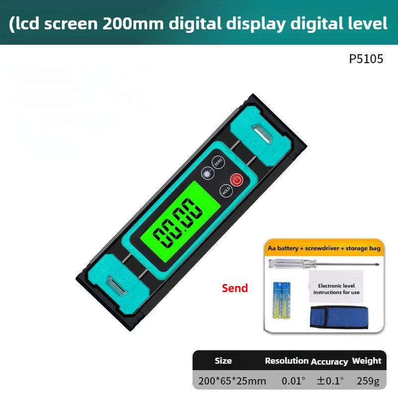 Household Level Ruler High-precision Magnetic Measuring Tool Multi-functional LCD Display Horizontal Ruler Portable Gauging Tool