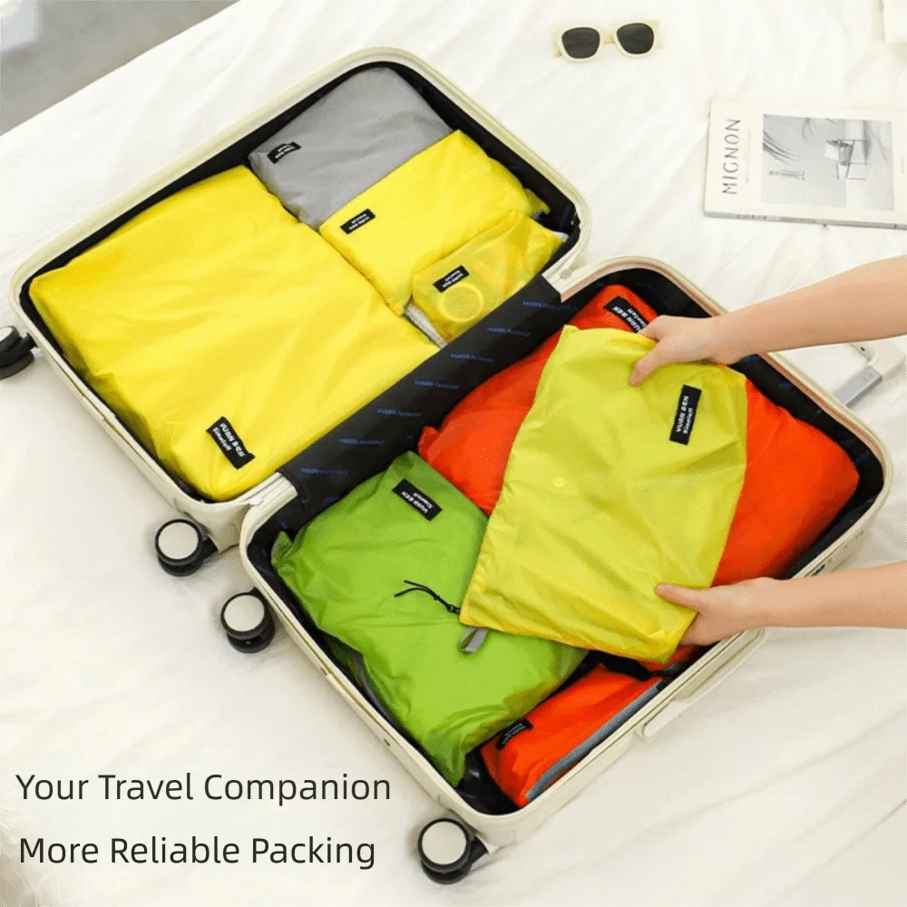 Silicone-coated Luggage Storage Bag Ultra-lightweight Multifunctional Clothing Sorting Bag Nylon Yellow Orange Cosmetic Bag