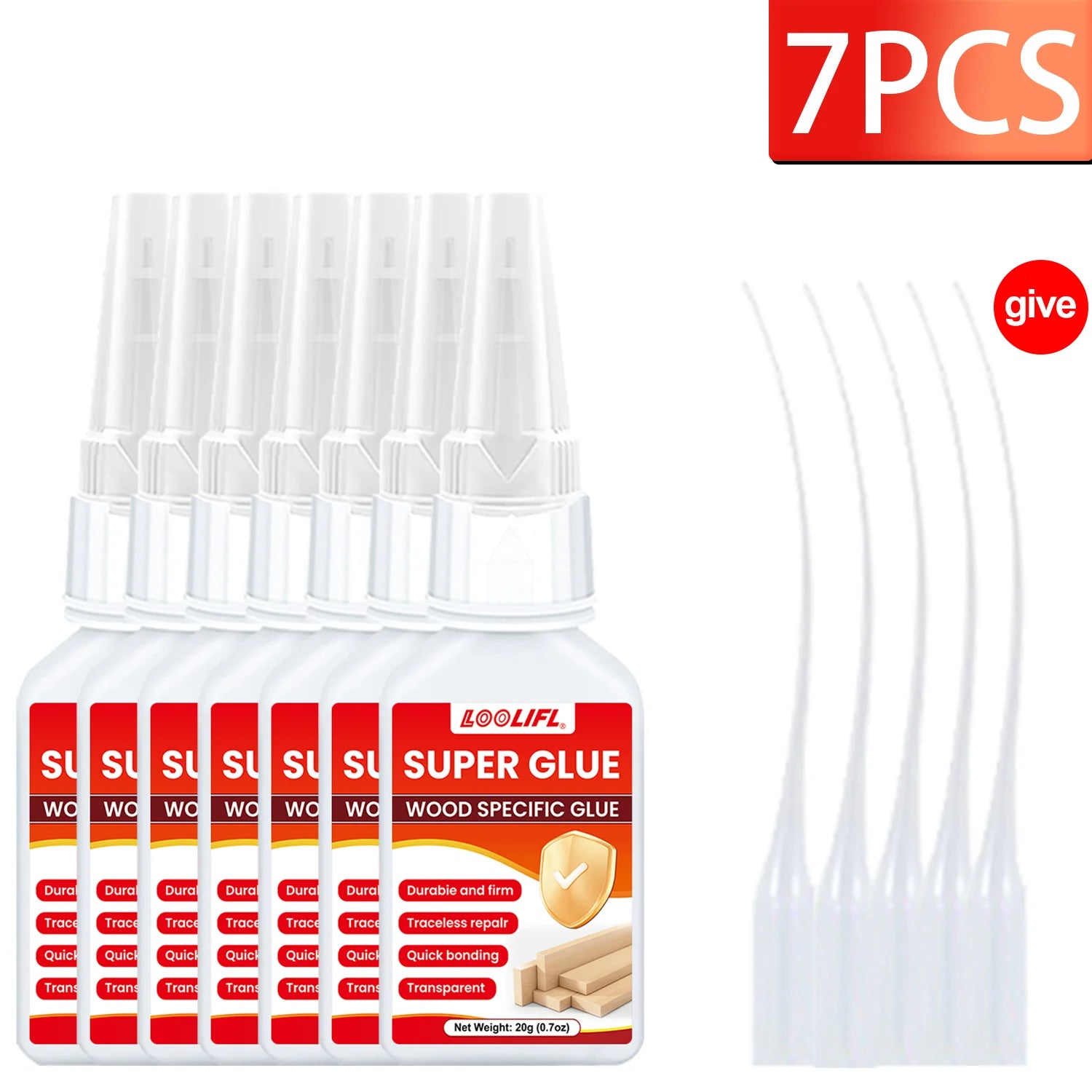 7PCS LOOLIFL 20ml Instant Strong Super Glue Universal Superglue Mighty Instant Glue for Resin Ceramic Metal Glass wood Fast Dry