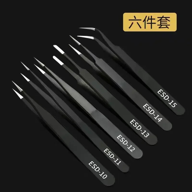 High precision small tweezers Anti static stainless steel pointed elbow tweezers Sewing machine maintenance clamp tweezers