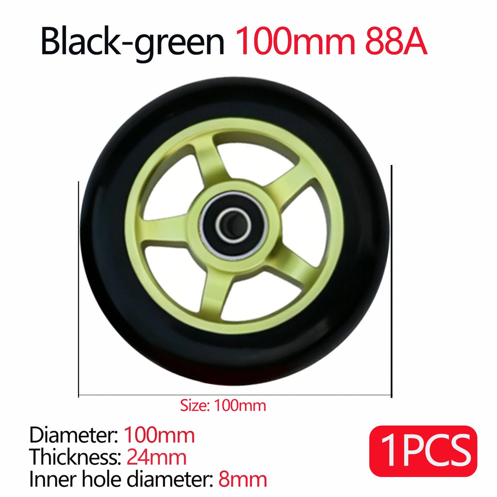 100/110/120mm Extreme Scooter Wheel, Aluminum Alloy Hub Impact Wear Resistant, Freestyle Racing Replacement Accessory