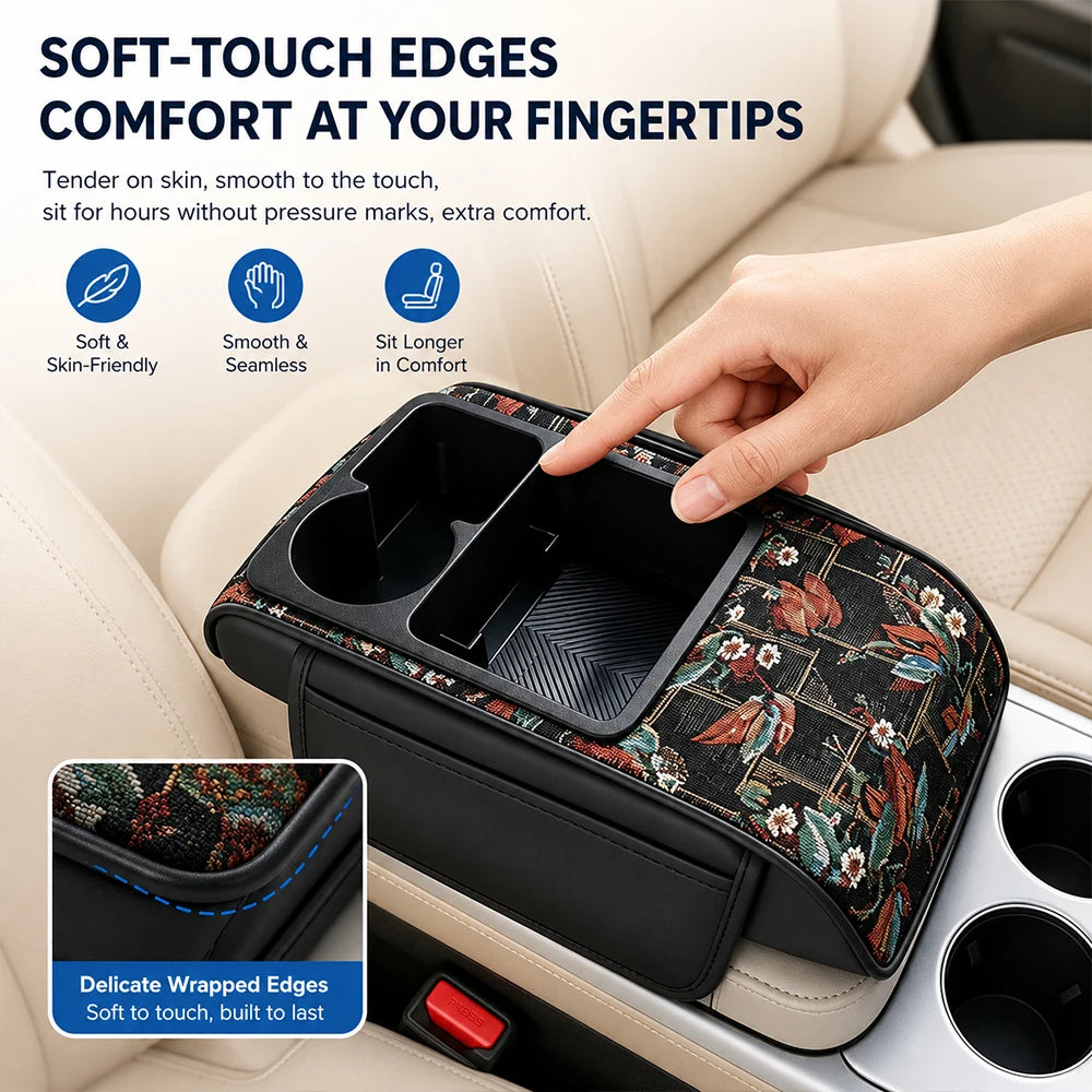Universal Car Armrest Cushion with Storage Organizer, Soft Center Console Pad for Most Cars