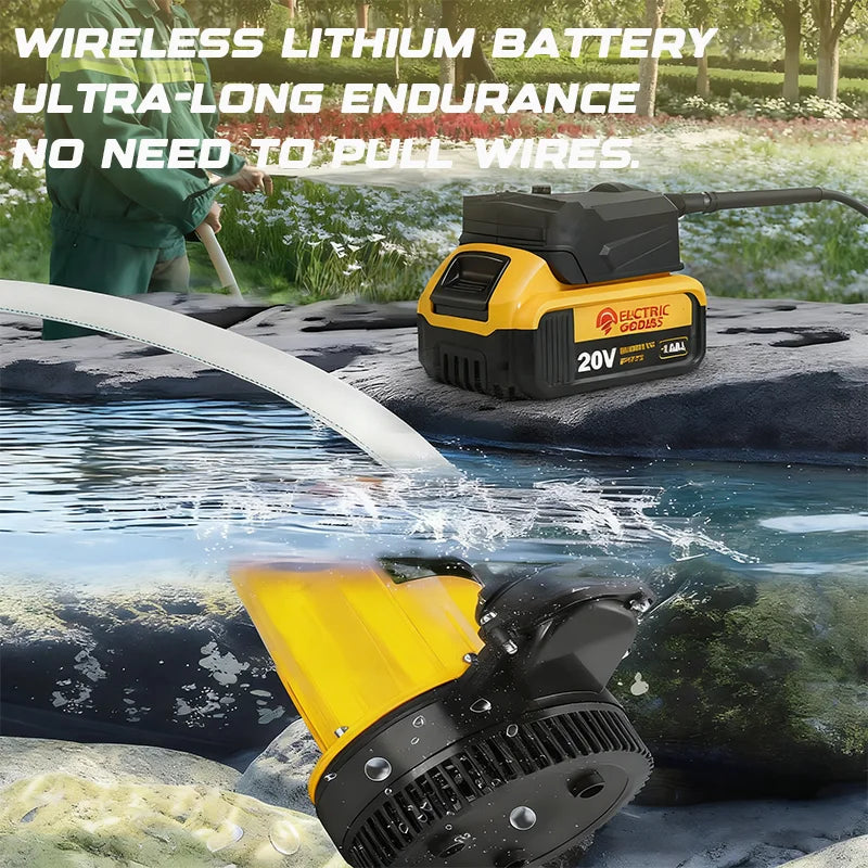 Portable Submersible Clean Water Pump with 10M Water Pipe Aquarium Irrigation Household Pumping Pump For Dewalt 20V Battery Pin