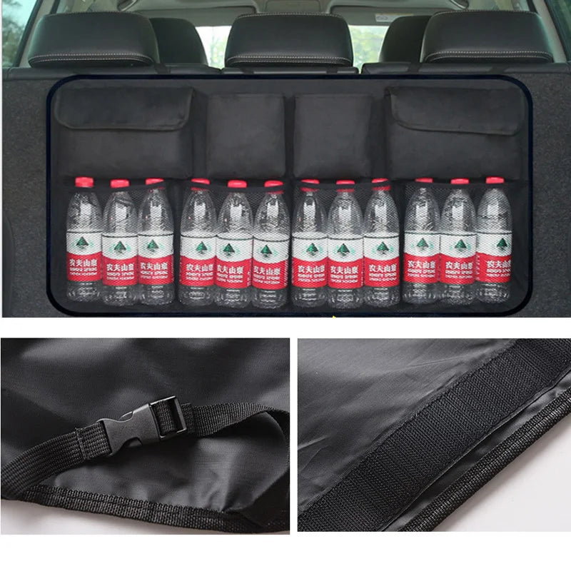 Car Trunk Organizer Universal Adjustable Backseat Storage Bag Net High Capacity Hanging Organizers for Jeeps SUVs Vans