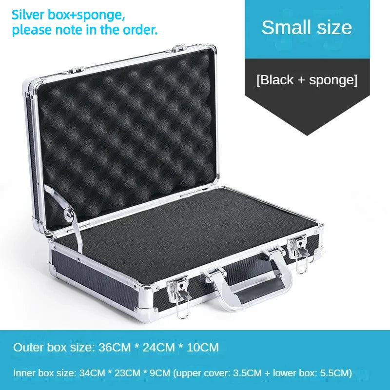 Portable Suitcase Aluminum Toolbox With Lock Electric Tool Box With Sponge Sturdy Hard Case Flight Case Household Storage Box