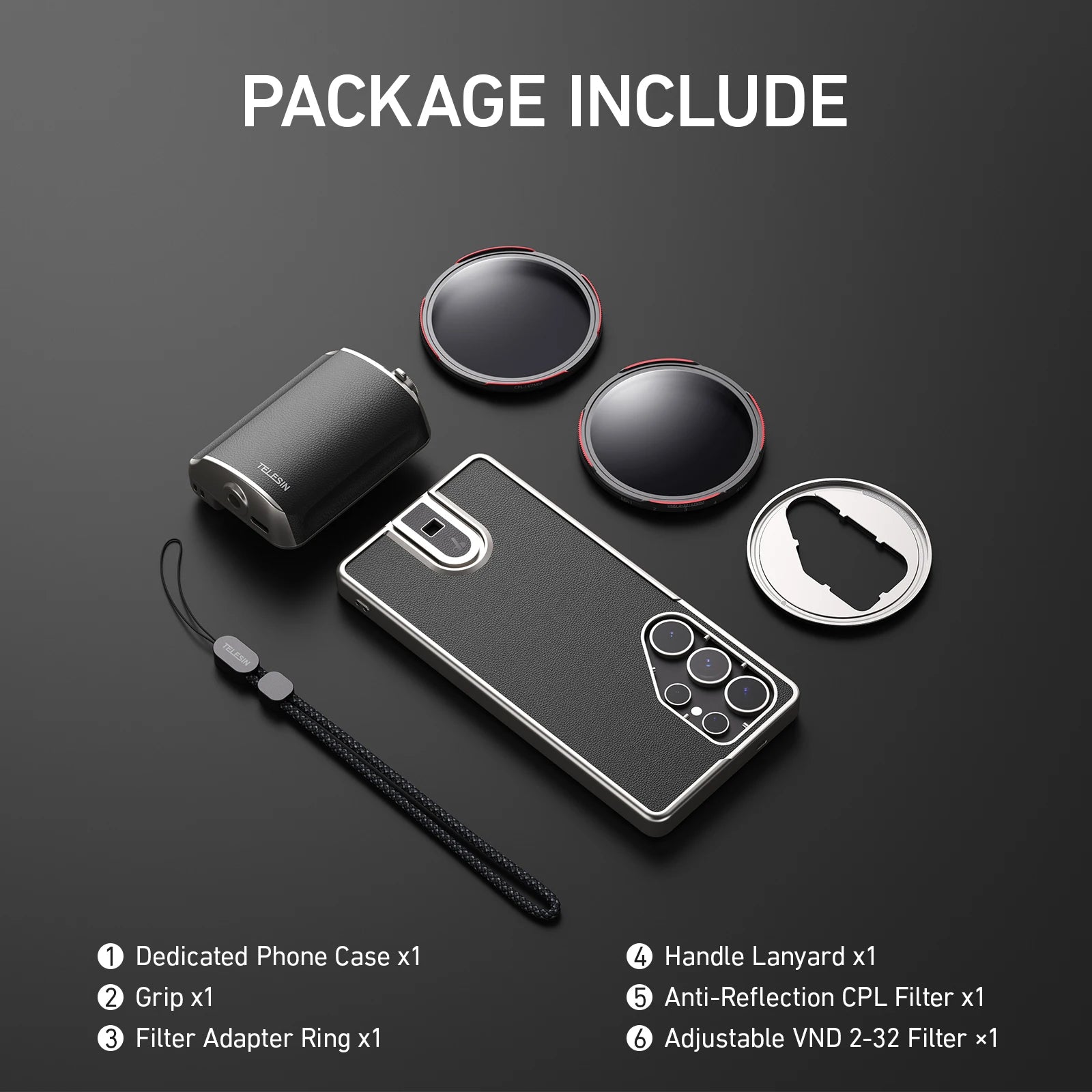 TELESIN Master Shooting Set Phone Camera Hand Grip Phone Holder CPL ND 2-32 Filter Remote Handle For SAMSUNG Galaxy S25 Ultra