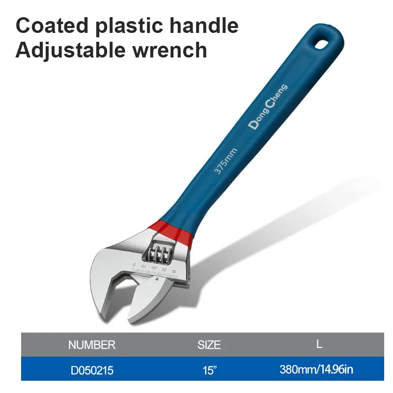 Drop Forged Adjustable Wrench Set 6 8 10 12 15 Inch Tool Steel with Dipped Handle Chrome Plated Heavy Duty for Auto Plumbing